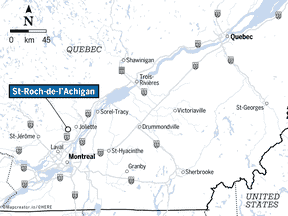 Carte montrant l'emplacement de St-Roch-de-l'Achigan