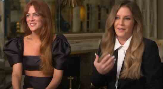 From left to right: Riley Keough and Lisa Marie Presley being interviewed on Good Morning America.