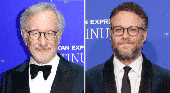 Steven Spielberg and Seth Rogen at the 2023 Palm Springs International Film Festival Awards Gala