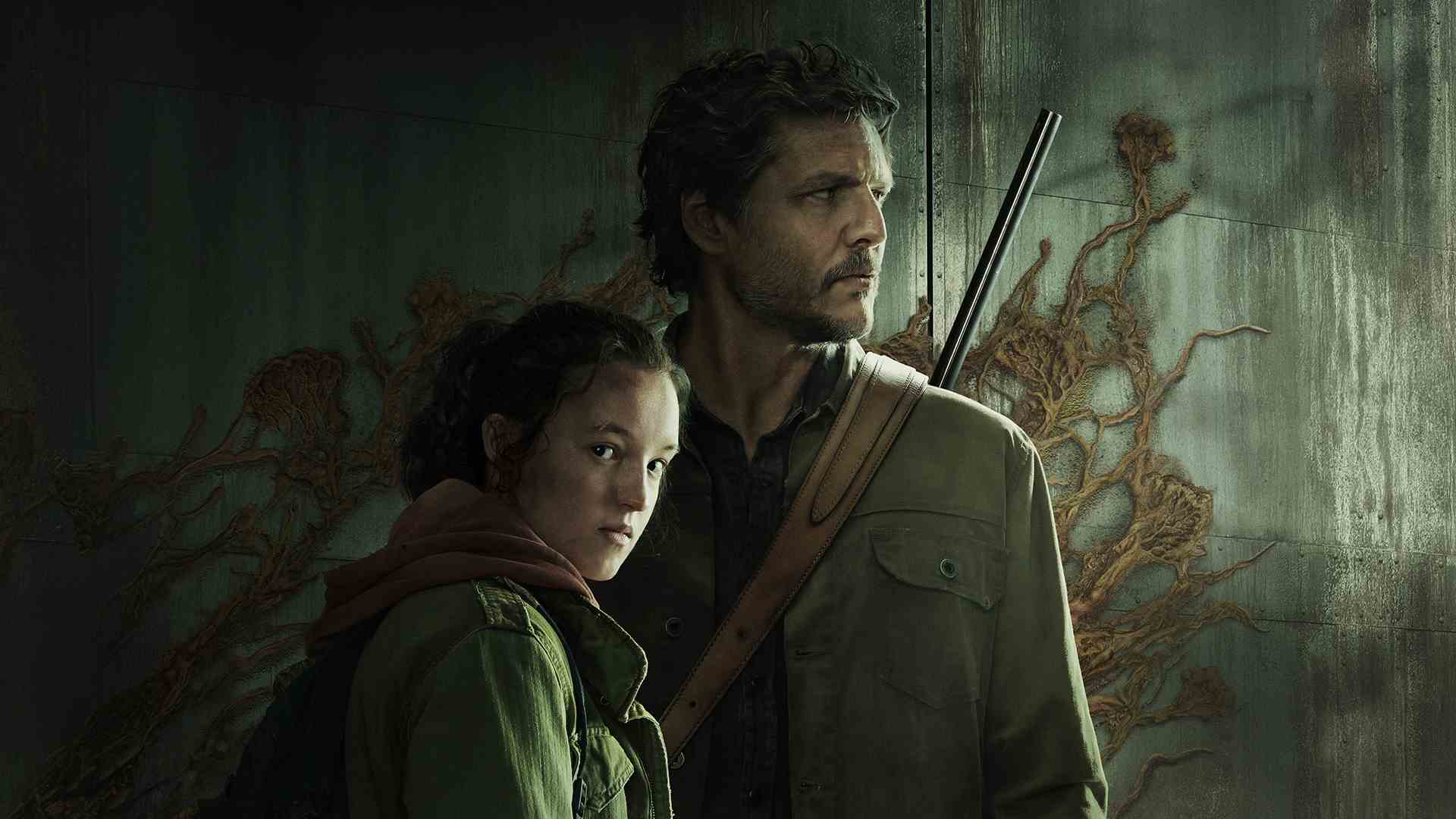 Ellie de Bella Ramsey et Joel de Pedro Pascal regardent dans des directions différentes dans une image promotionnelle pour The Last of Us