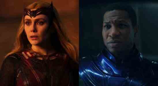 Elizabeth Olsen as Scarlet Witch and Jonathan Majors as Kang the Conqueror