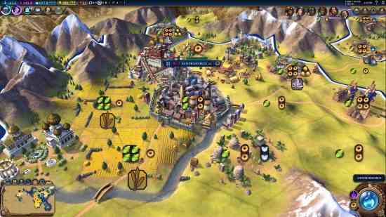 Les meilleurs jeux comme Age of Empires - plusieurs villes et colonies en tuiles hexagonales dans Civilization 6.