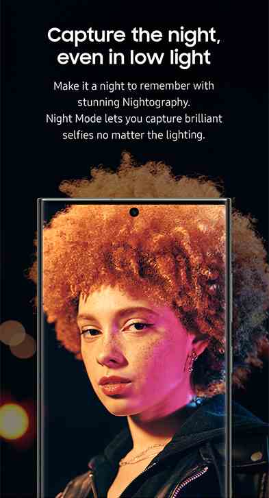 Fuite du matériel promotionnel du Galaxy S23 montrant le mode portrait de nuit