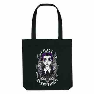 Tote bag « I Hate Everything » inspiré de Wednesday Addams