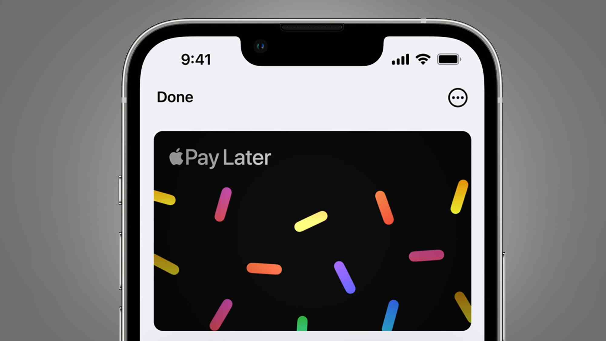 Un iPhone sur fond gris montrant Apple Pay Later