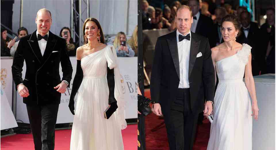 Le prince et la princesse de Galles cette année et le duc et la duchesse de Cambridge aux BAFTA Awards en 2019. (Getty Images)