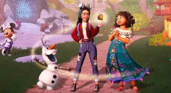 Olaf, the main character and Mirabel in Disney Dreamlight Valley.