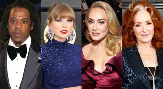 Grammys: Jay-Z Shut Out alors que Taylor Swift et Adele remportent un prix chacun et Bonnie Raitt surprend