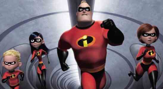 The Parr family running in costume in The Incredibles.