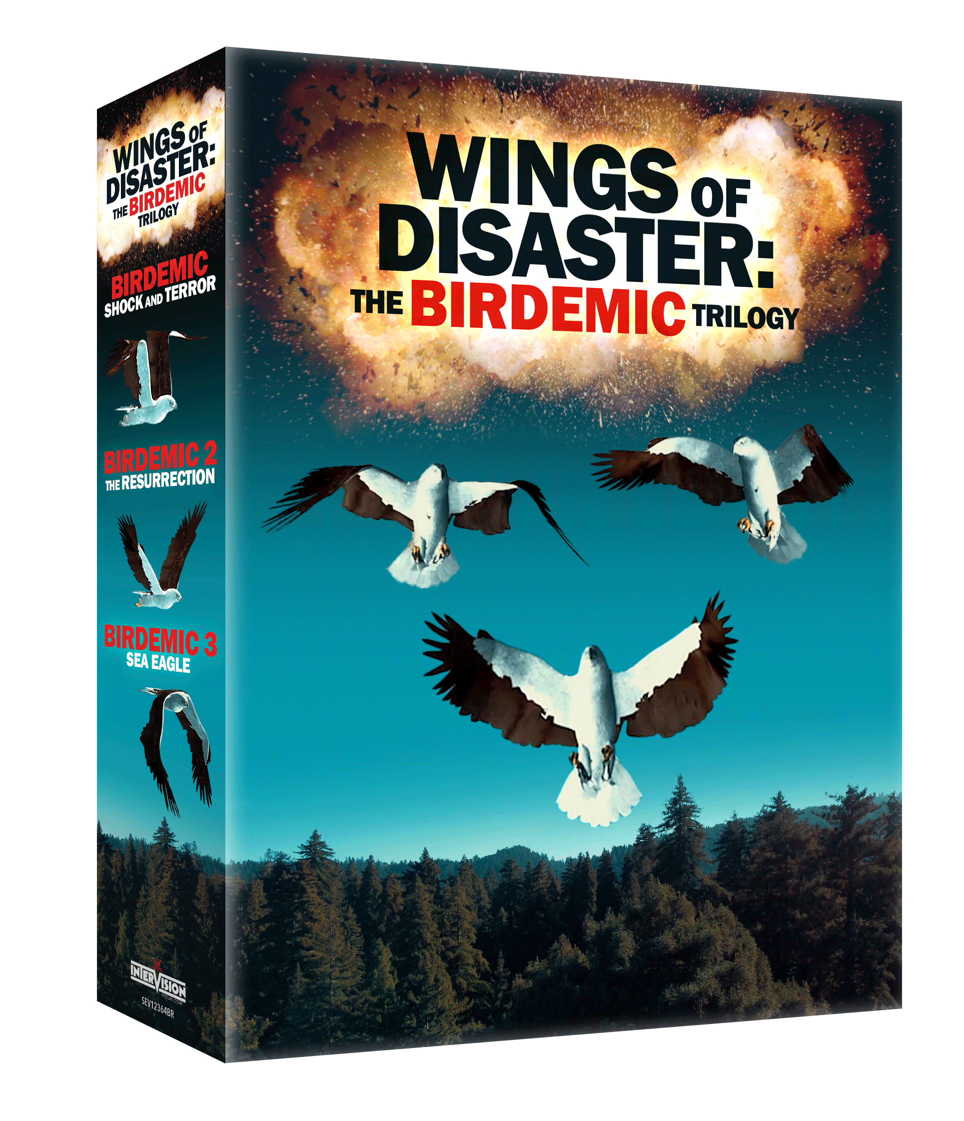 Un gif d'oiseaux volant sur la pochette de la trilogie Birdemic de Severin Film