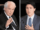 Le commissaire de la Commission d'urgence de l'ordre public, Paul Rouleau, et le premier ministre Justin Trudeau. 