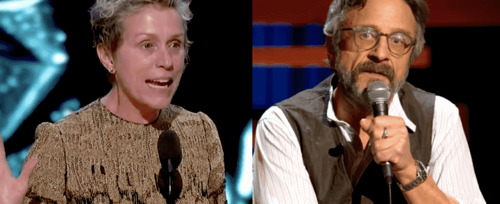 Still of Marc Maron from Netflix and Frances McDormand from the Academy Awards