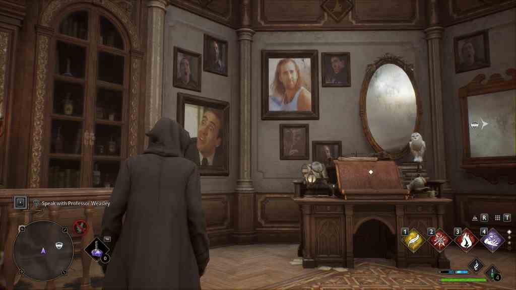 Hogwarts Legacy avec des peintures de Nicholas Cage