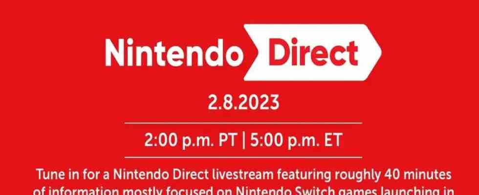 Un Nintendo Direct se produit pour les jeux lancés au premier semestre 2023