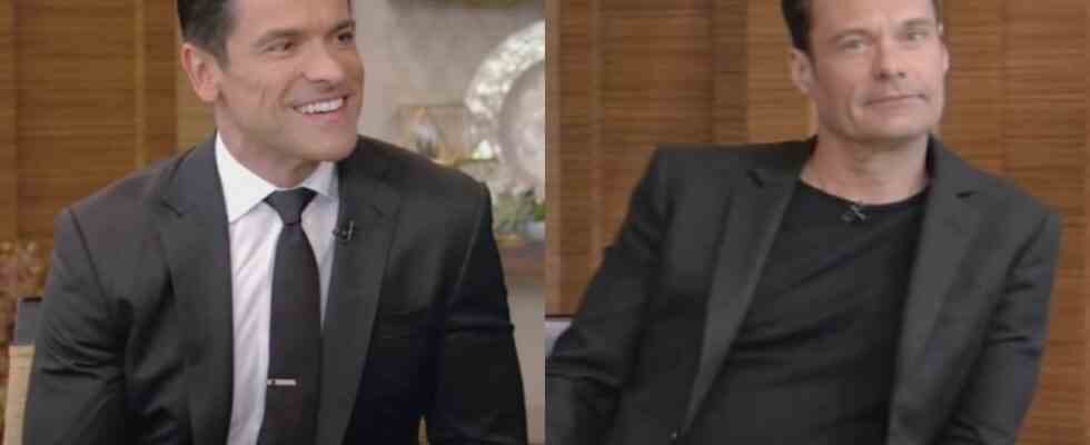 Mark Consuelos and Ryan Seacrest on Live with Kelly and Ryan.