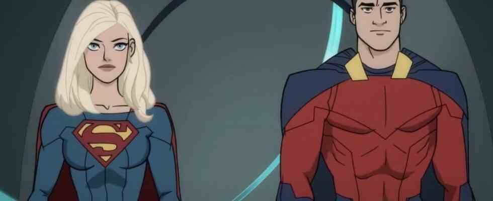 Supergirl and Mon-El in Legion of Super-Heroes animated movie