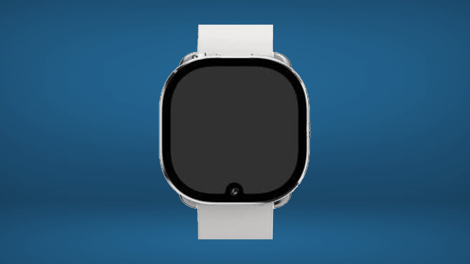 conception de fuite facebook/meta watch avec encoche de caméra sur fond bleu