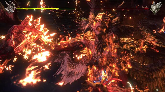 Hellfire sur Garuda dans Final Fantasy 16