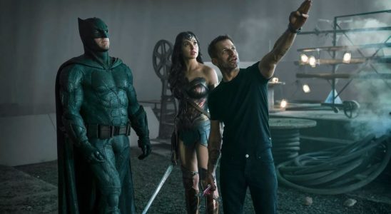 Zack Snyder directing Ben Affleck and Gal Gadot as Batman and Wonder Woman in Justice League