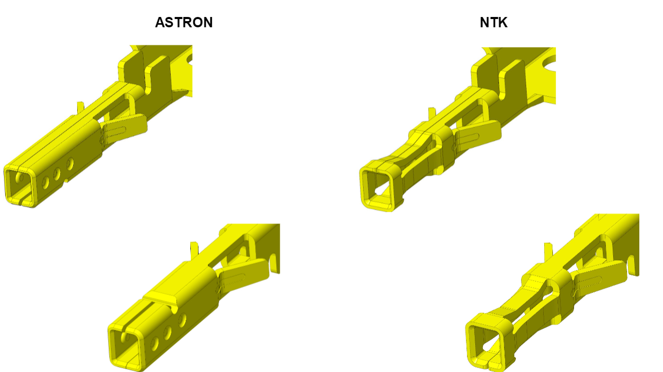 Image comparant 4 connexions Spring et 3 Dimple dans un connecteur d'alimentation GPU