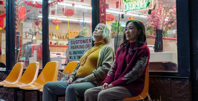 EVERYTHING EVERYWHERE ALL AT ONCE, from left: Jamie Lee Curtis, Michelle Yeoh, 2022. ph: Allyson Riggs /© A24 / Courtesy Everett Collection