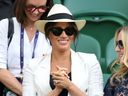 Meghan Markle, duchesse de Sussex, assiste au championnat de tennis de Wimbledon à Londres, en juillet 2019.