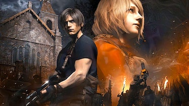 Art clé mettant en vedette Leon et Ashley, les personnages principaux de Resident Evil 4.