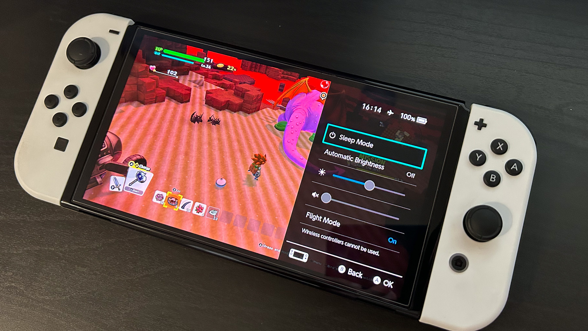 Menu des paramètres rapides de la Nintendo Switch lors de l'exécution d'un jeu