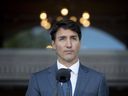 Le premier ministre Justin Trudeau prend la parole lors d'une conférence de presse à la suite d'une cérémonie d'assermentation à Rideau Hall à Ottawa le mercredi 18 juillet 2018.