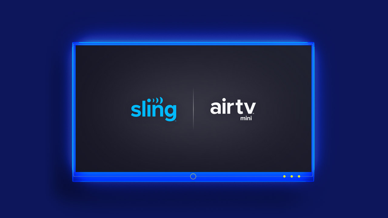 Écran de télévision avec mini logo Sling TV et Air TV
