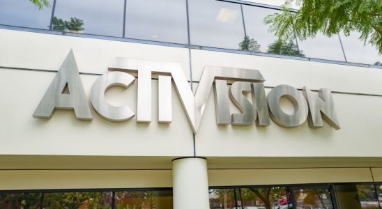 An "Activision" sign on the facade of one of the company