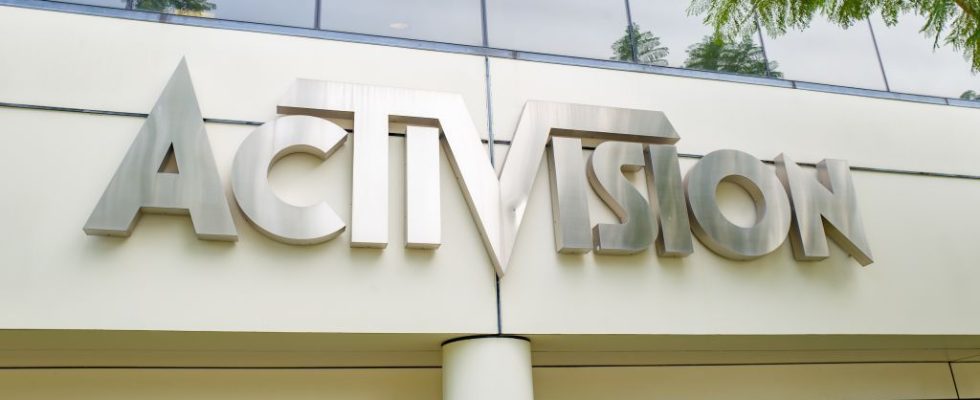 An "Activision" sign on the facade of one of the company