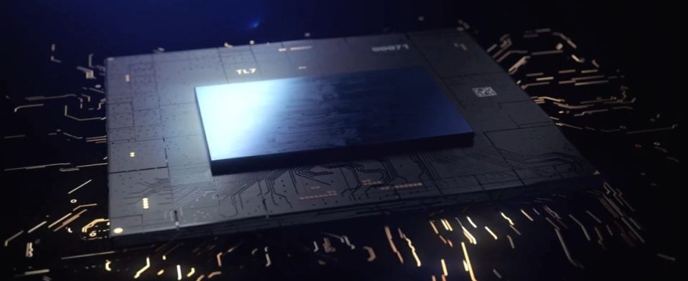 Shot of the Arc Alchemist GPU from the reveal video.