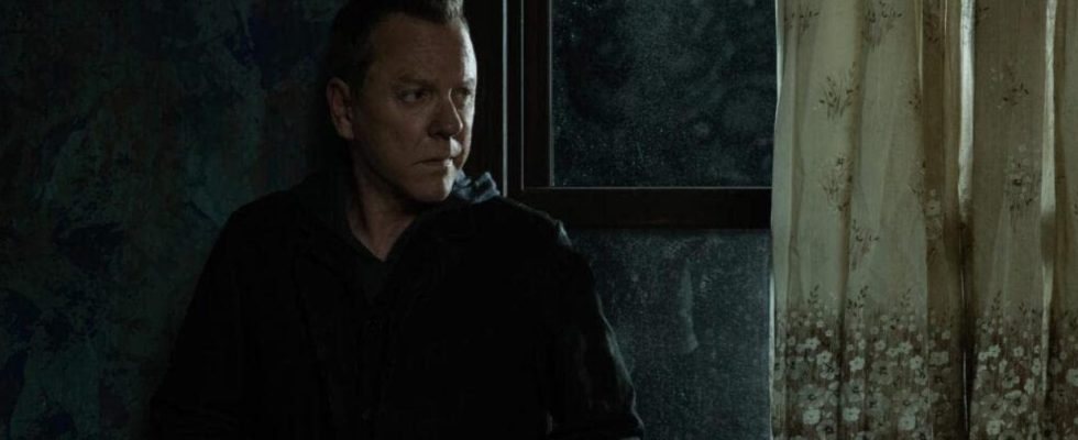 Where to Watch The Rabbit Hole TV Series - Kiefer Sutherland as John Weir in a Dark Room