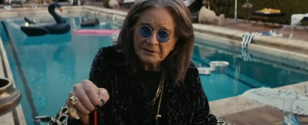 Ozzy Osbourne near pool in Workday Super Bowl commercial