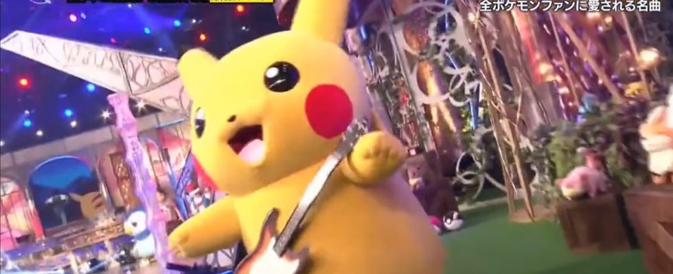 Pikachu déchire à la guitare pendant le Pokémon Music Festival