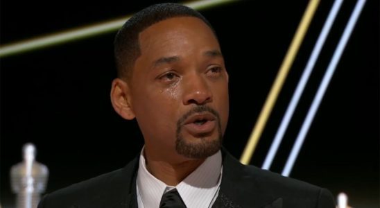 Will Smith accepting his Oscar at the 2022 Academy Awards