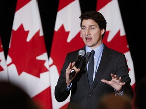 Le premier ministre Justin Trudeau prend la parole lors d'un événement de financement du Parti libéral à l'hôtel Fort Garry à Winnipeg, le jeudi 2 mars 2023.