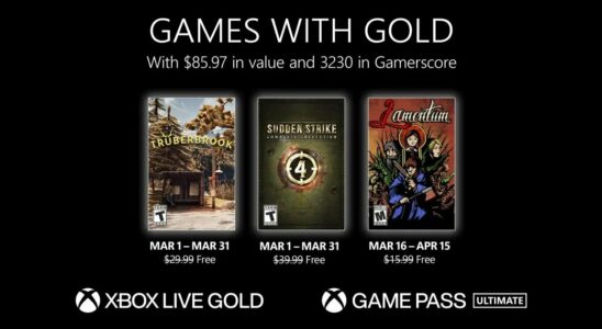 Xbox Games with Gold pour la programmation de mars confirmée