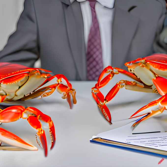 Image générée par l'IA de crabes en conversation