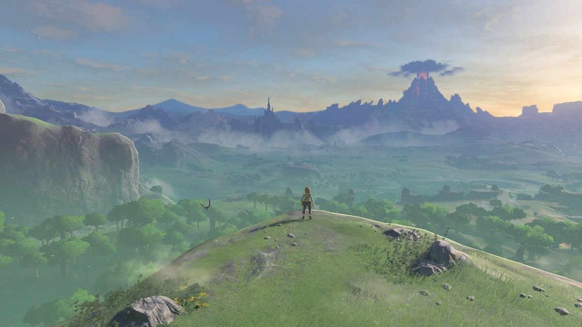 The Legend of Zelda: Breath of the Wild - Link regardant Hyrule