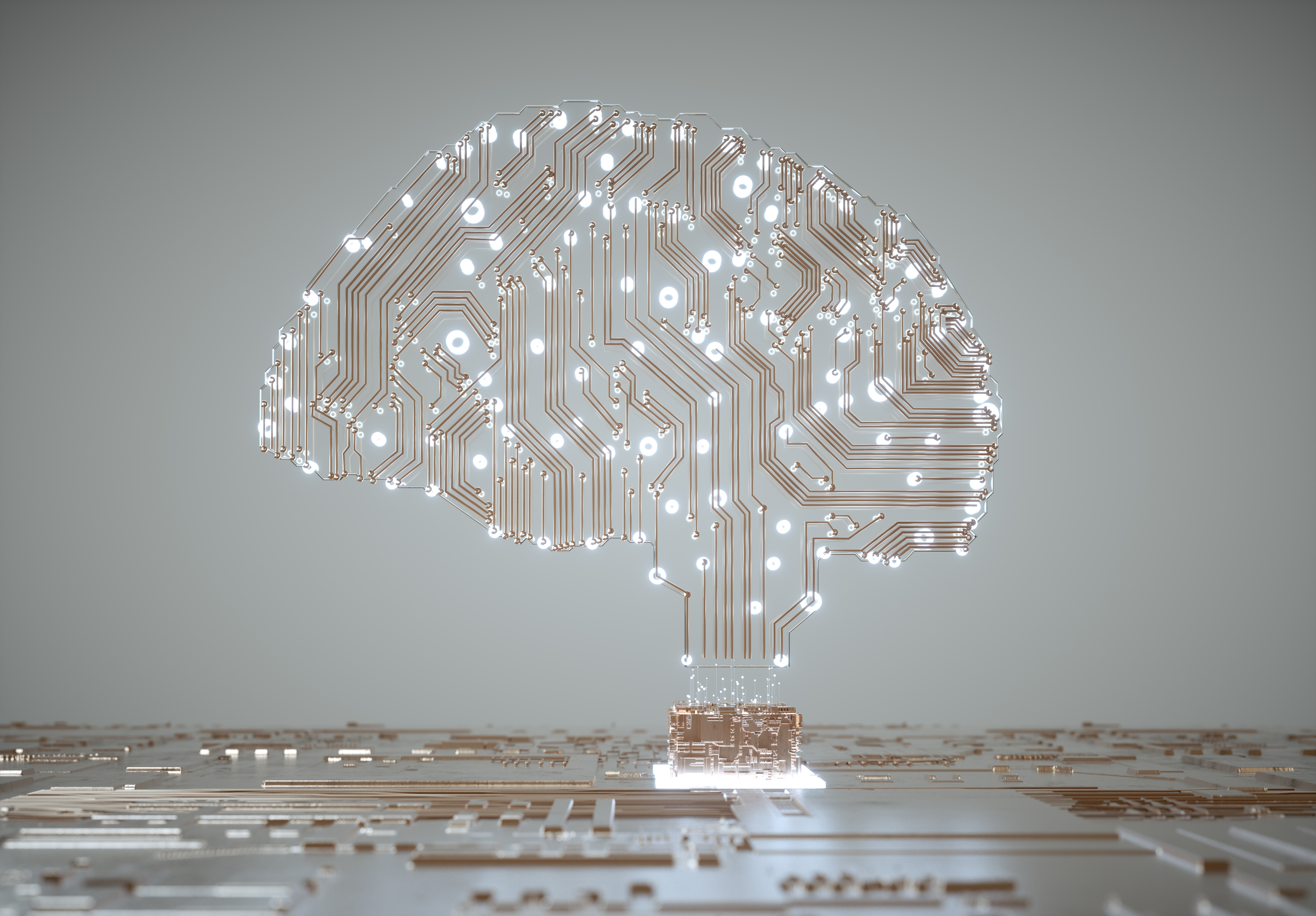 Cerveau humain numérique recouvert de réseaux