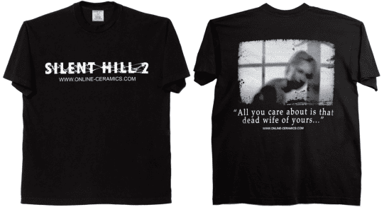 A black t-shirt featuring a blurry picture of a woman above a quote that says
