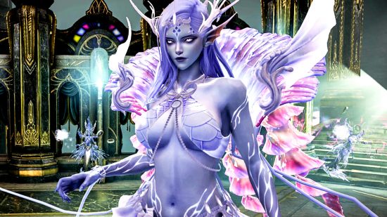 Mise à jour d'avril de Lost Ark Fortunespire - un démon à la peau violette avec une tenue florale