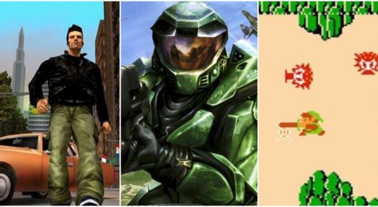A split image showing Claude from Grand Theft Auto III, Master Chief from Halo: Combat Evolved, and Link from The Legend of Zelda