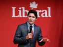 Le premier ministre Justin Trudeau prononce une allocution lors de l'événement des Fêtes du Club Laurier, un événement pour les partisans du Parti libéral du Canada, à Gatineau, au Québec. 