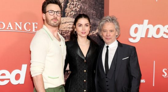 NEW YORK, NEW YORK - APRIL 18: (L-R) Chris Evans, Ana de Armas, and Dexter Fletcher attend the Apple Original Films' "Ghosted" New York Premiere at AMC Lincoln Square Theater on April 18, 2023 in New York City. (Photo by Dia Dipasupil/Getty Images)