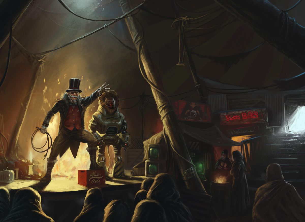 Une série de goules dirige un cirque hors du chapiteau, l'un des endroits que les joueurs peuvent rencontrer dans le livre de campagne Winter of Atom.