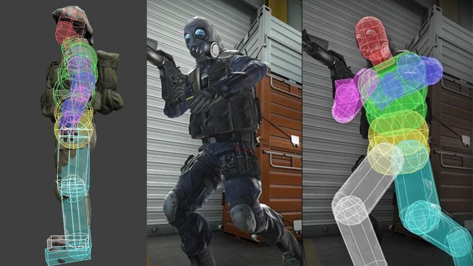 Counter-Strike 2 est meilleur avec le recul suivi - voici pourquoi : Une série de modèles de soldats filaires du jeu Valve FPS CSGO
