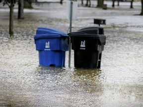 La fonte des neiges et la pluie provoquent des inondations à Woodbine Beach à Toronto le 24 février 2019.